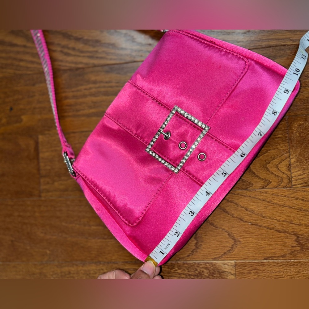 Sugar Thrillz Hot Pink Satin Rhinestone Shoulder Bag